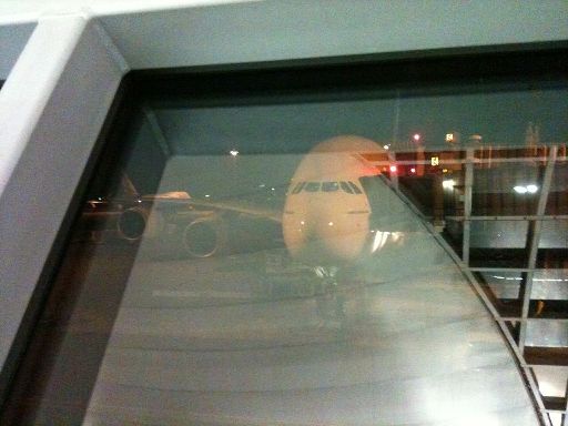 Der A380 vom Gate aus gesehen 